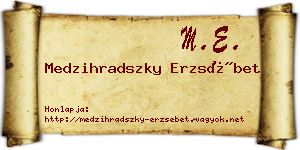 Medzihradszky Erzsébet névjegykártya
